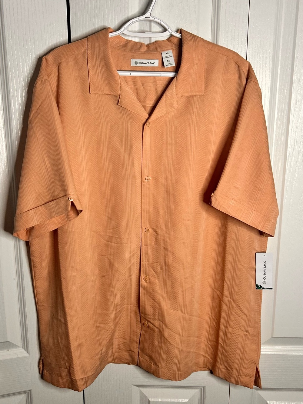 Cubavera Hawaiian Shirt XL Aloha Orange Peach Button Up Short Sleeve Beach NWT